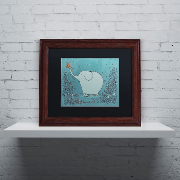 Trademark Fine Art "Garden Elephant" Canvas Art by Carla Martell, Black Matte, Wood Frame