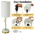 thumbnail image 4 of NATYSWAN Minimalist Table Lamp Set of 2, Nightstand Lamp for Bedroom Living Room, Modern Pull Chain Bedside Lamp with Marble Base, Fabric Shade, Small Desk Lamp for Home, Office, Reading, 4 of 7