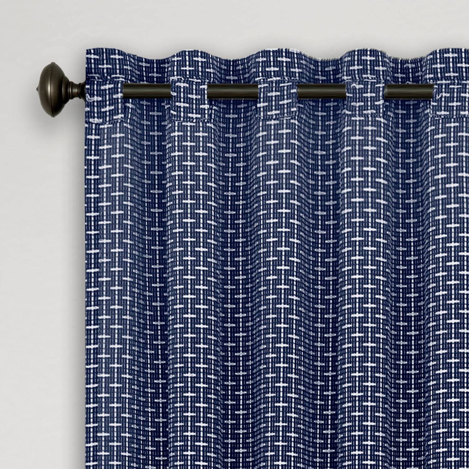 Achim Bedford Front Tab Light Filtering Curtain Panel, Navy, 42" x 84"