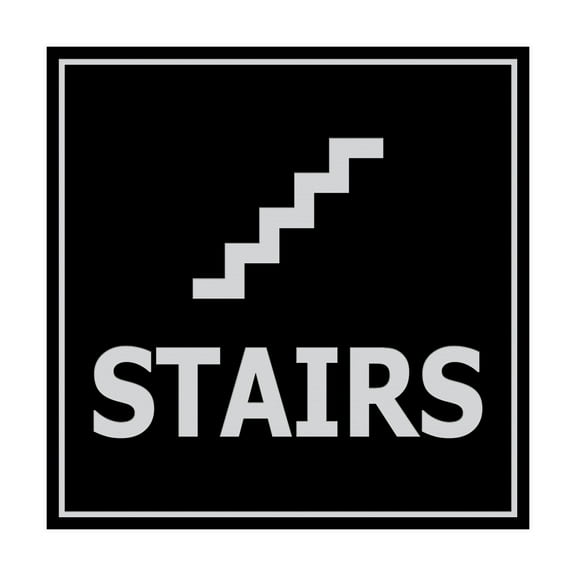 Square Stairs Sign (Black / Silver) - Medium