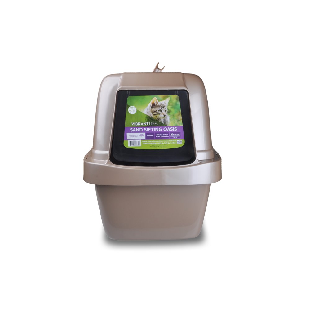 Vibrant Life Sand Sifting Oasis Cat Litter Box, Beige