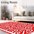 thumbnail image 2 of ODIKA 4'x6' Machine Washable Non-Slip Area Rug, Cane Stripe Festive with Peppermint Swirl Holiday Theme High Traffic Rug, Red, 621780, 2 of 7