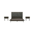thumbnail image 2 of Marquis 3 Piece Queen Size Platform Bed Frame Bedroom Set in Oak Wood with Faux Leather Headboard, 2 of 2