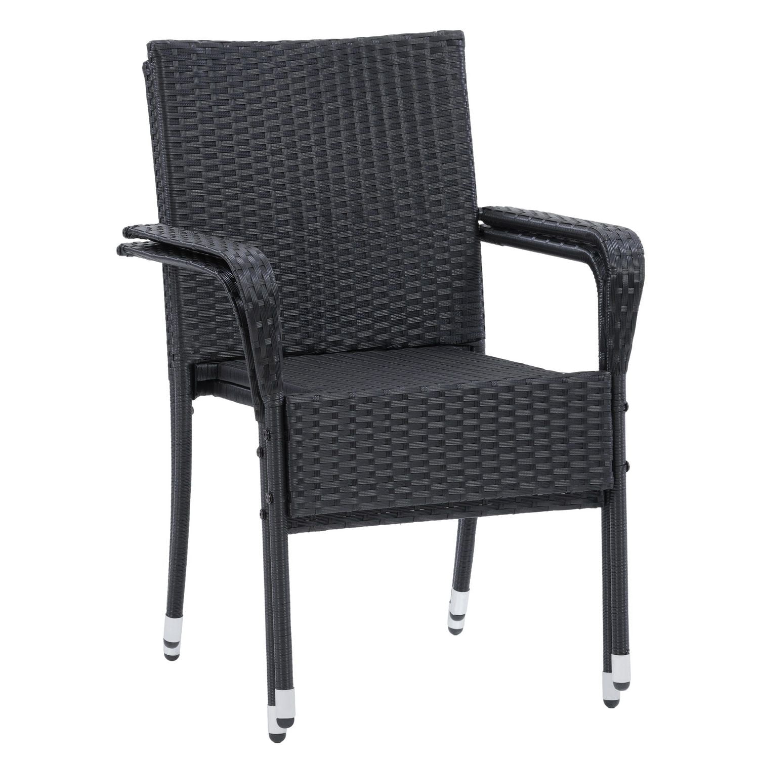 Ensemble de fauteuils de jardin Parksville empilables - fini noir / coussins gris cendre 2pc