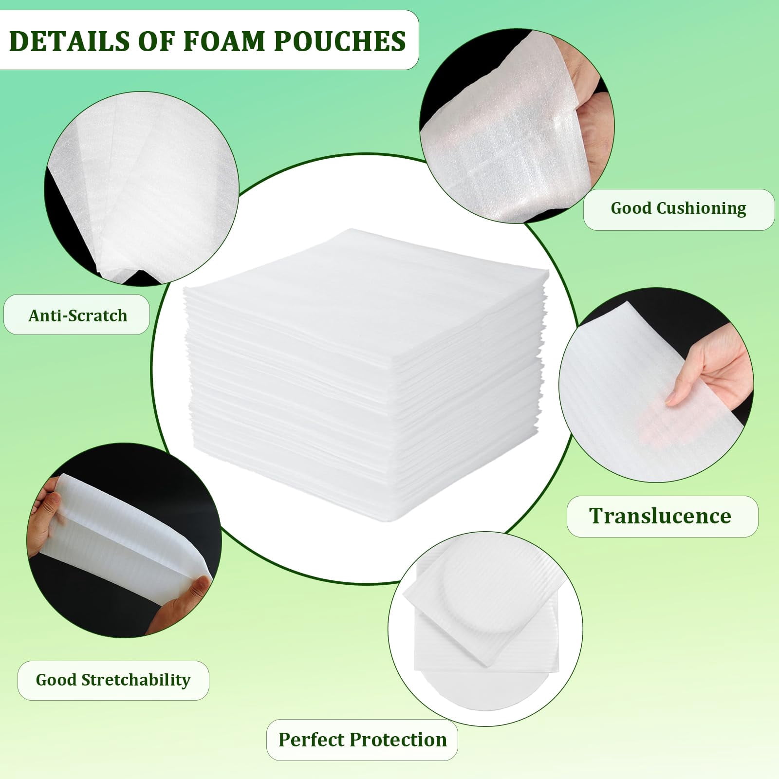 MODANU 100 Pcs Cushion Foam Pouches & Sheets, 12" x 12" Moving Foam Wrap Pouches, Protect mug, Cup, Glasses, China, and Dishes, Packing supplies, Packing Cushioning Supplies for Moving, White