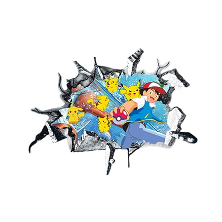 Pokemon wall stickers 3D wall stickers Children wall stickers Cartoon characters wall stickers Cartoon background wall decoration Birthday gift Children bedroom decoration 45*35CM