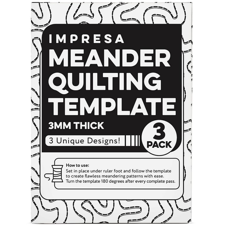 3 Designs] Meander Quilting Template for Machine Quilting - Strong 3mm  Thick Transparent Purple Acrylic - Easy to Use Free Motion Quilting Template  for Domestic & Industrial Machines 