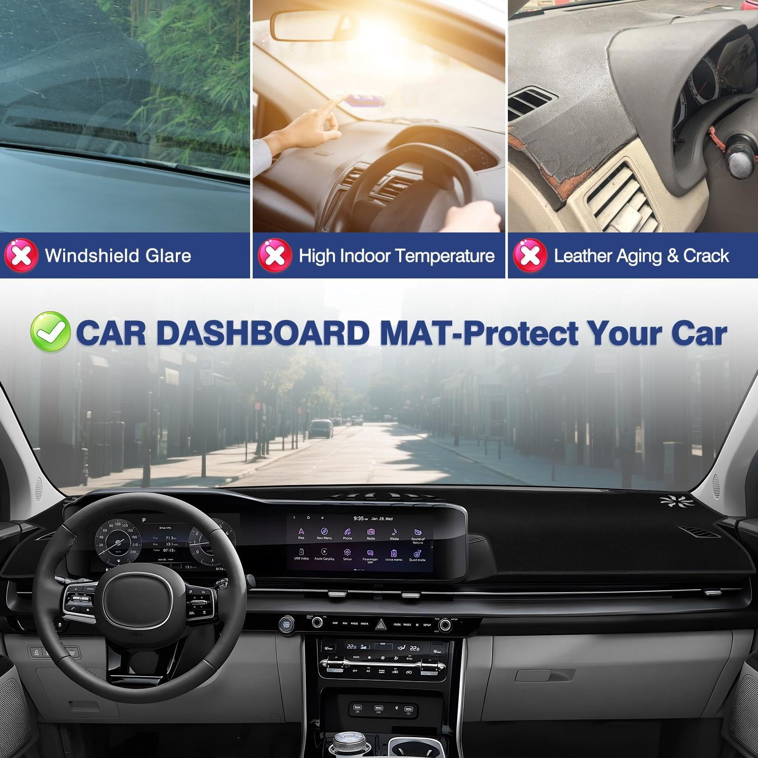 Canvcle Dash Cover Custom Fit for Nissan Altima 2013-2018,Nissan Altima Accessories Dashboard Cover Mat Non-Slip Pad Carpet Anti-Glare UV Rays Protector