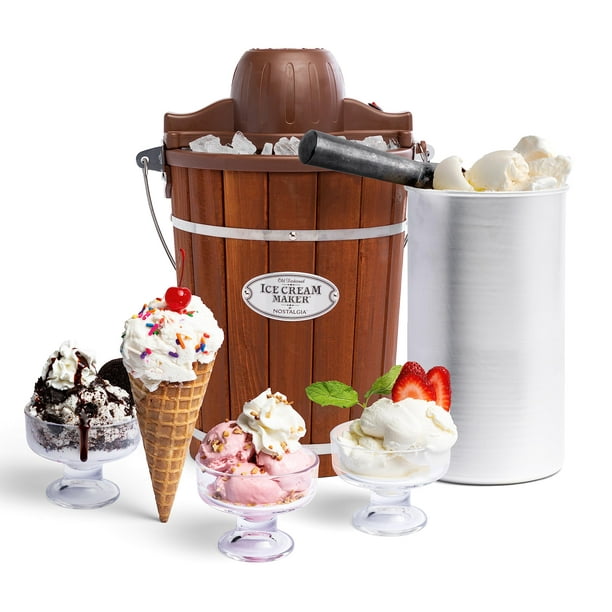Máquina para hacer helados Nostalgia Electric Old Fashioned 6L de madera oscura