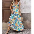 thumbnail image 4 of Brewee Robe Bohème à Imprimé Floral Été 2024 pour Femmes Bretelles Spaghetti Volants Robe Longue Maxi de Plage, 4 of 4