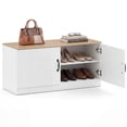 thumbnail image 1 of Costway Banc à Chaussures à 2 Portes avec Tablettes Ajustables, Espace de Rangement Caché pour Couloir Naturel+blanc, 1 of 10