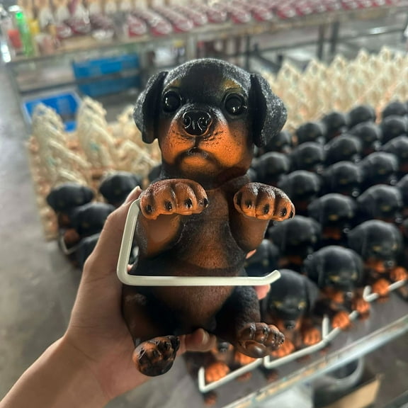 Fzsteel Dog Toilet Paper Holder With Cute Animal Design, Space-Saving Wall-Mounted Bathroom Organizer, Durable Resin Construction For Home Decor