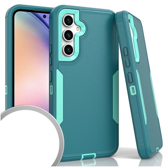 For Samsung Galaxy A54 5G S546VL A546U Tough Phone Cover Case Tempered Glass - Teal