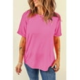 thumbnail image 4 of Women's Sachet Pink Casual Plain Crew Neck Tee - Soft and Breathable Summer Top - [ZhiHiMeRi] | (US 4-6)S, 4 of 12