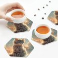 thumbnail image 6 of Bingfone Vintage Sunshine Cloud Kitten Leather Drinks Coasters with Set of 6,Suitable for Home Kitchen,Coffee Cup Coasters Home Gift, 6 of 7