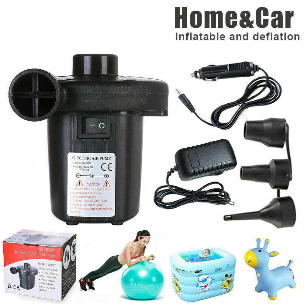 Electric Air Pump Inflator for Inflatables Camping Bed pool 240V 12V Car Black # 