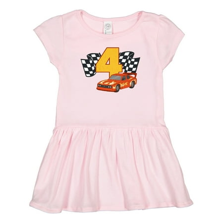 

Inktastic Number Four Race Car Gift Toddler Girl Dress