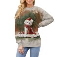 thumbnail image 2 of Chandails d'Automne et d'Hiver Grande Taille pour Femmes, Col Rond, Manches Longues, Haut Imprimé Père Noël, Chandails à Capuchon Amusants, Blanc, M, 2 of 4
