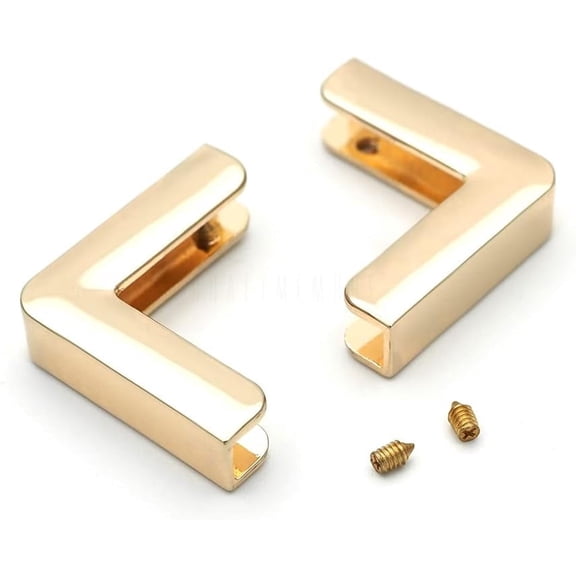4pcs Metal Purse Corner for Bag, Protecter for Bag, Screw-in Bag Corner Clip, Leather Clip, Bag End Corners VT- SC46 (Gold)
