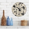 thumbnail image 3 of Yayeee 10" Wall Clock Battery Operated Quartz Round Silent Non-Ticking Home Decor, Small Black Flowers, 3 of 6