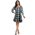 thumbnail image 2 of VEPKUL V Neck Plus Size Dresses 3/4 Sleeve Casual Loose Swing Fall Dress with Pockets Flower51_3X, 2 of 9
