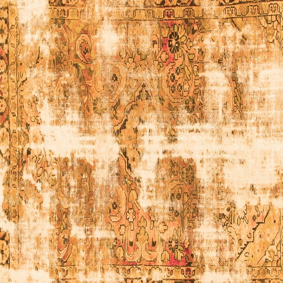 Ahgly Company Indoor Square Abstract Orange Modern Area Rugs, 3' Square