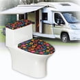 thumbnail image 6 of HELLHERO Colorful Flowers Toilet Lid Covers 2 Pieces Polyester Fabric Stretchy Fabric for Women, 6 of 8