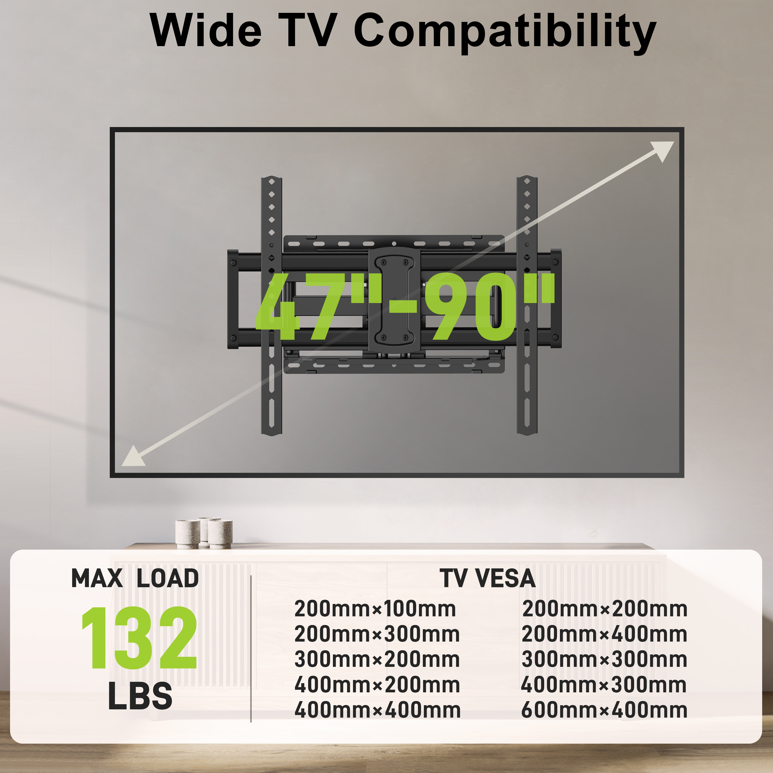 USX Mount Full Motion TV Wall Mount, 47-92 inch, Up to 132lbs photo 6