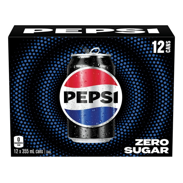 Boisson gazeuse Pepsi Zéro sucre, 355 mL, 12 canettes 12x355mL