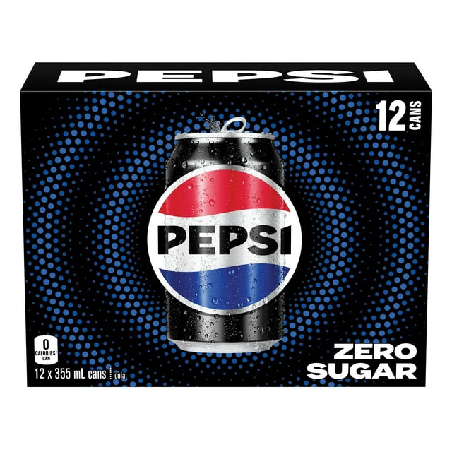 Pepsi Zero Sugar 355mL cans, pack of 12