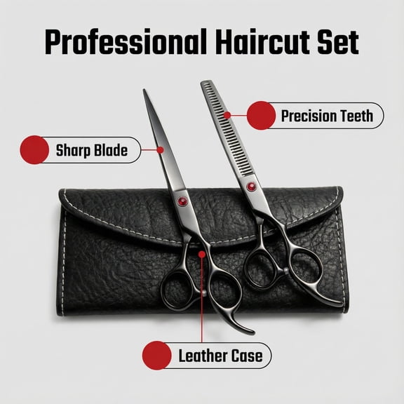 6 Inch Professional Hair Cutting Scissors & Thinning Shears Set, Japanese Stainless Steel Barber Scissors Kit, Sharp Hairdressing Shears with Ergonomic Grip for Men, Women, Salon & Home Use