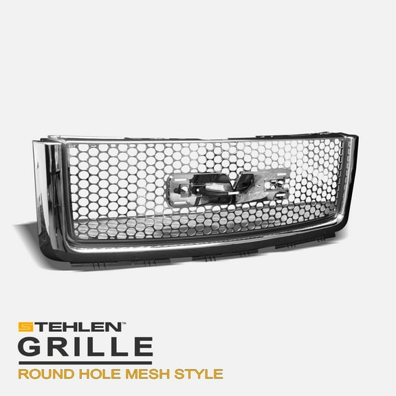 Stehlen 642167820413 Round Hole Mesh Front Hood Bumper Grille - Chrome For 2007-2013 GMC Sierra 1500 / Denali / 2009-2013 Hybrid