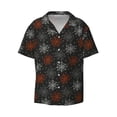 thumbnail image 2 of Lsque Spider Web print Men's Cuban Collar Short Sleeve Shirt Summer Beachwear Casual Button Down Fashionable Vacation Leisure Shirt-XX-Large, 2 of 7