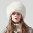 thumbnail image 3 of Tnobhg Women Winter Hat Faux Fur Soft Thick Elastic Anti-slip Warm Windproof No Brim Solid Color Ear Protection Basin Hat Outdoor Hunting Cap, 3 of 8