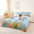 thumbnail image 3 of jejeloiu Watercolor Ocean Life Bedding,Whale Print Duvet Cover Full For Boys,Blue White,Polkadot Reversible,3-Piece,1 Duvet Cover and 2 Pillowcases, 3 of 6