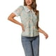 thumbnail image 4 of CAMISA CHIC FLORES PARA MUJER CON MANGAS CORTAS Y COLLAR PETER PAN DE ENCAGE, BLUSA CON BOTONES PARA EL DÍA DE LAS MADRES, VERDE CLARO, TAMAÑO XS, 4 of 6