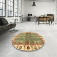 thumbnail image 4 of Ahgly Company Machine Washable Indoor Round Abstract Red Fox Red Area Rugs, 5' Round, 4 of 7