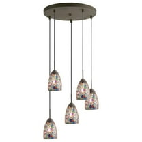 Woodbridge Lighting Venezia 5-Light Glass Cluster Pendant in Bronze/Multi-Color