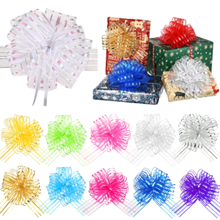 12 pcs Christmas Gift Wrap Pull Bows with Ribbon for Xmas Present Wrapping, Christmas Decorations, Florist