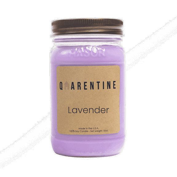 Natural Organic Lavender Soy Wax Candle 16oz, Floral & Woody Scent, Aromatherapy & Massage Oil - Quarentine Essentials by Carla Miles