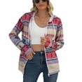 thumbnail image 1 of Abrigo de manga larga,Abrigo de mujer Chaqueta con cordón de manga larga para mujer Abrigo con patrón geométrico construido para precisión, 1 of 7
