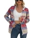 thumbnail image 1 of Abrigo de mujer de manga larga con capucha y bolsillo con cordón y patrón geométrico Abrigo de ajuste casual para ir de compras Rosa L, 1 of 7