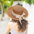 thumbnail image 3 of Clearance! Fdelink Sun Hat Sun UV Protection Hat Women's Summer Wide Straw Hat Bow Beach Sun Hat Coffee, 3 of 5