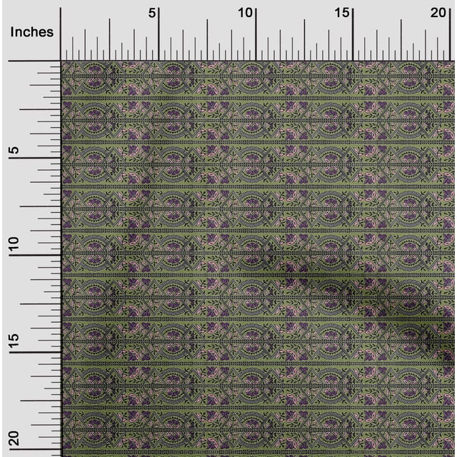 oneOone Tissu Polyester Lycra Rayé/feuilles & Floral Imprimé au Mètre 56 Pouces de Large