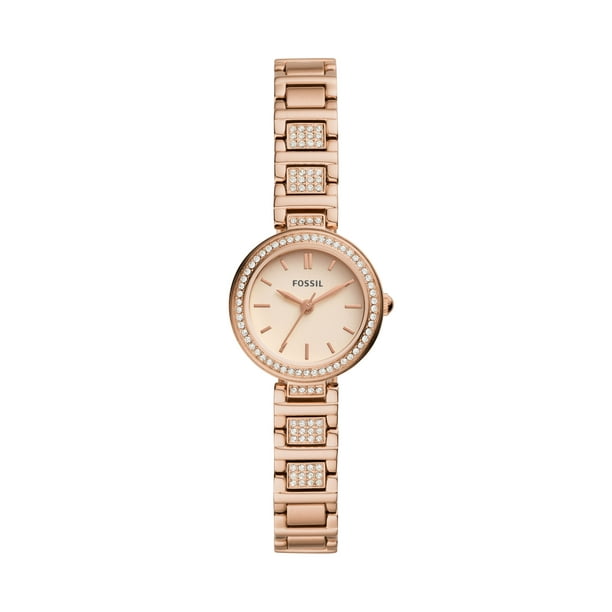 Fossil - Fossil Women's Karli Mini Three-Hand Rose Gold-Tone Stainless ...