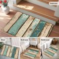 thumbnail image 6 of Farmhouse Teal Brown Bathroom Mat 2x3 FT, Non Slip Small Kitchen Mat, Vintage Retro Ombre Wooden Washable Soft Backed Front Door Throw Rug Non-Shedding Indoor Outdoor Doormat for Entryway Sink, 6 of 9