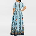 thumbnail image 6 of Usmixi Womens Dresses Plus Size Vintage Empire Waist Pleated Slit Swing A Line Party Long Dresses Fashion Butterfly Print V-Neck Short Sleeve Maxi Summer Dress Blue XXXXL, 6 of 7