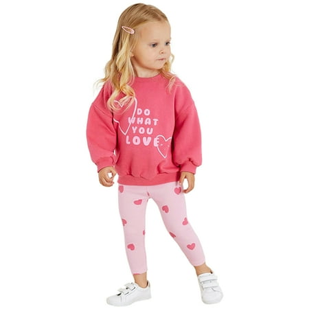 

Baby Girls Toddler Long-Sleeve Shirts And Pants Sweatshirt Set Cute Pattern
