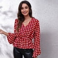 thumbnail image 4 of Lu's Chic Women's Long Sleeve Top Thin Pullovers V Neck Bishop Sleeve Babydoll Lightweight Polyester Pull Over Patterned7 X-Large, 4 of 4