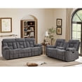 thumbnail image 6 of Bonzy Home 2-Piece Recliner Sofa Set — Reclining Loveseat & Extra-Wide 3-Seat Bonded Fabric Sofa, Gray, 6 of 7